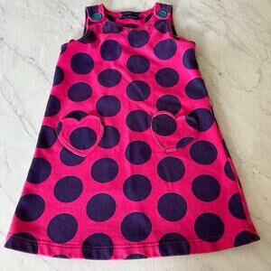 Mini Boden Pink Purple Polkadot dress 7-8 girls sweatshirt pockets